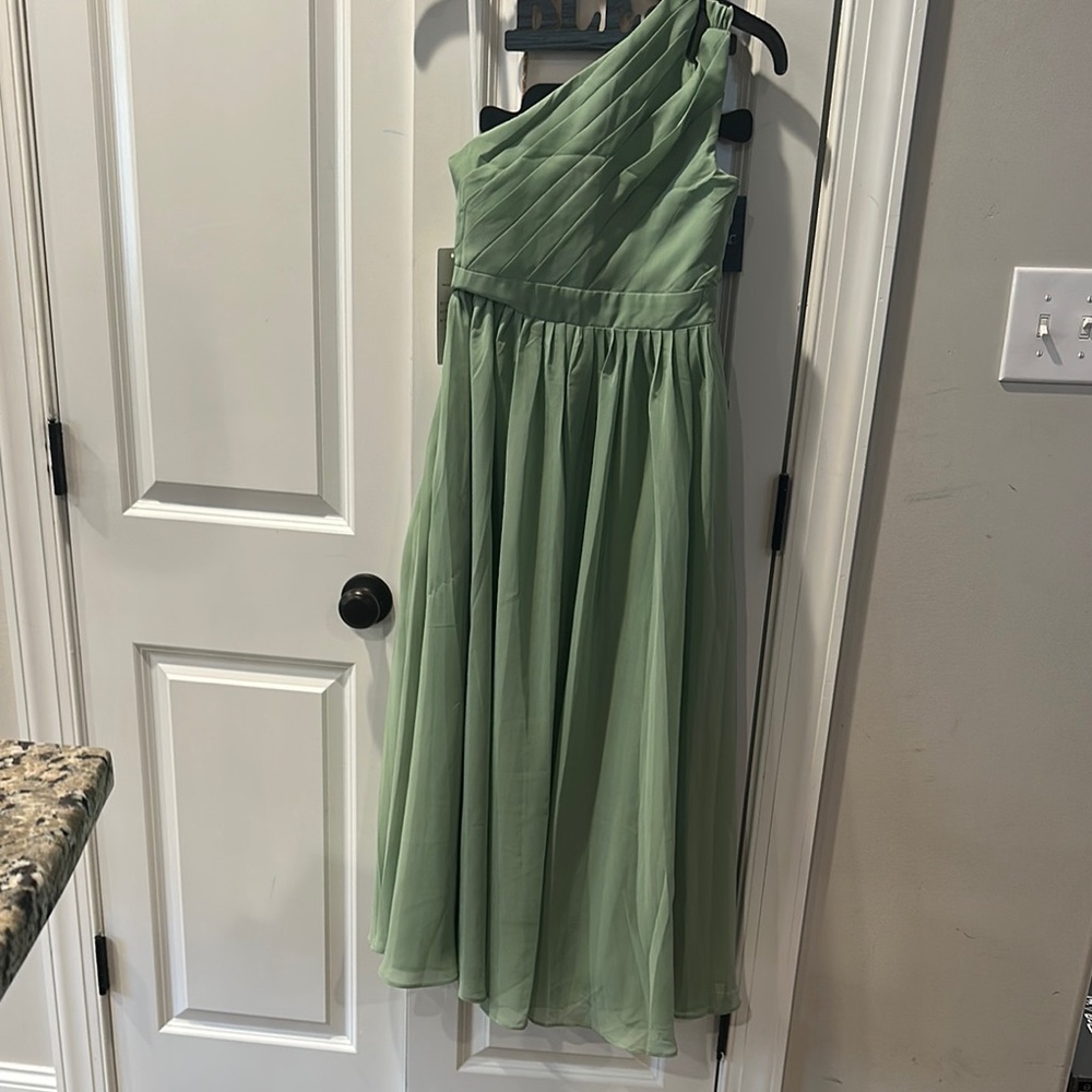 Kids One-Shoulder Green Dress